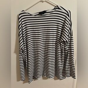 The Long Sleeve Tee - black and white stripe - Size 3